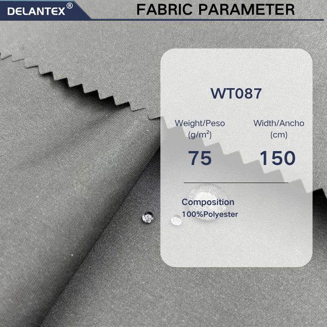 Delantex Waterproof 230T 100% Polyester 73GSM Lining Silk Pongee Taffeta Lining Fabric For Coat Bag Lining flexible textile supplier