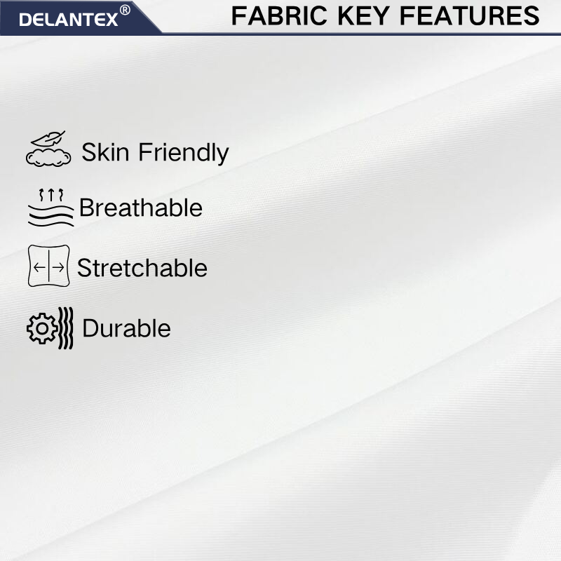 Delantex White 100% Polyester Peach Skin Style Medium Woven Twill Fabric for Sleepwear Dresses Trousers with Flexible Order Quantities