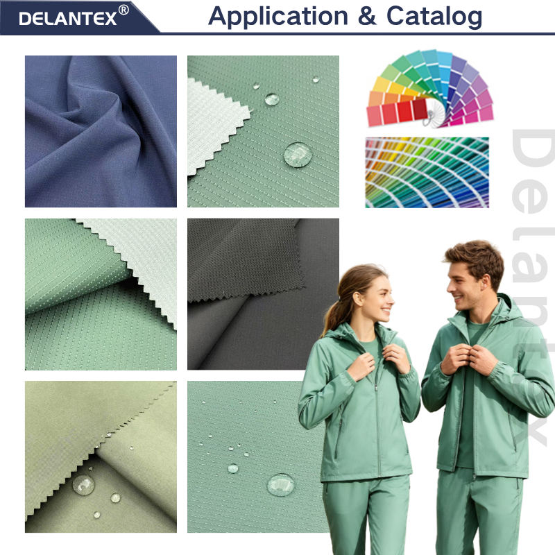 Delantex Coated Chain Pattern Waterproof 105gsm 100% Polyester Pongee Fabric For Sportswear and Casual Wear one-stop fabric solution provider