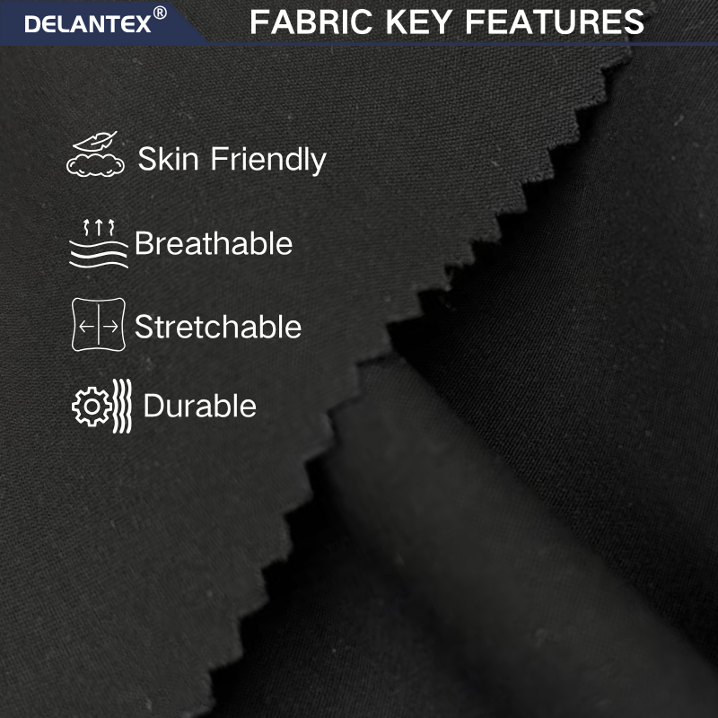 Delantex 183GSM 100% Polyester Abrasion Resistant Woven Plain Dyed Double Layer Fabric for Clothing Pants Flexible Fabric Manufacturer