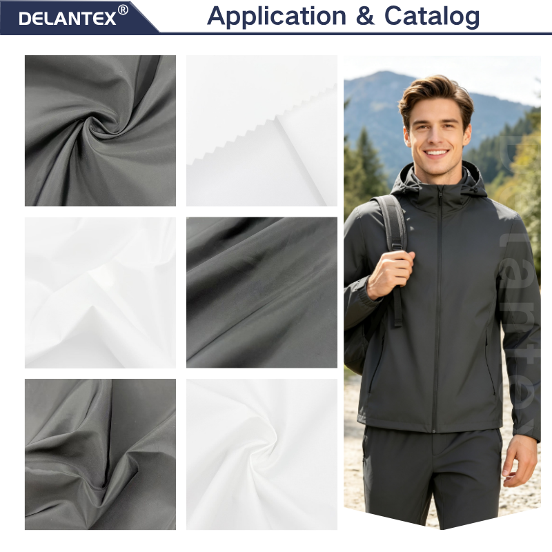 Delantex 100% Polyester 105gsm 75D Vertical Stripe Oxford Memory Fabric For Outdoor Jacket