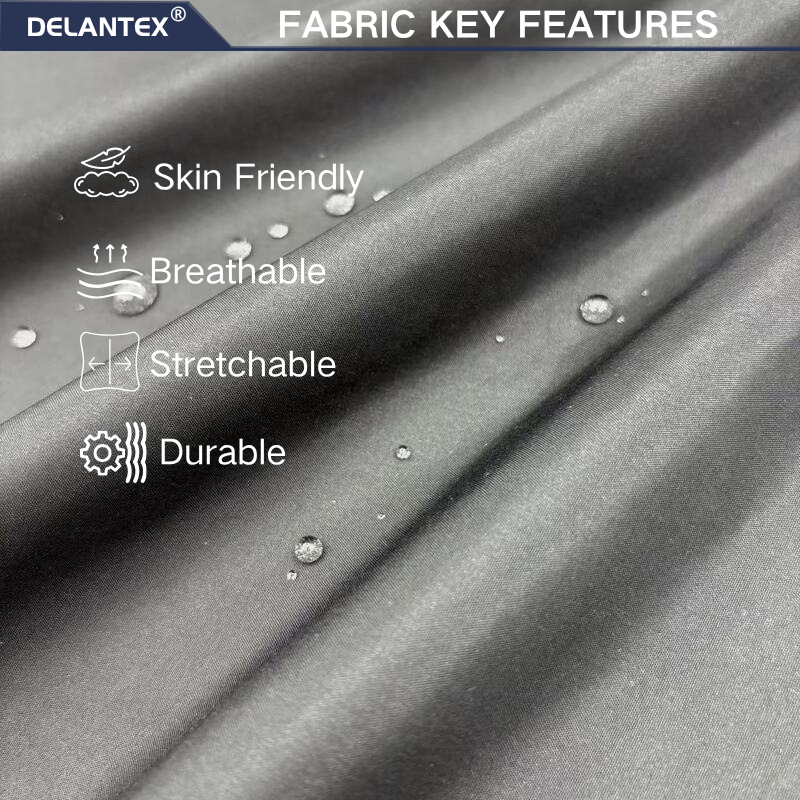 Delantex Waterproof 230T 100% Polyester 73GSM Lining Silk Pongee Taffeta Lining Fabric For Coat Bag Lining flexible textile supplier