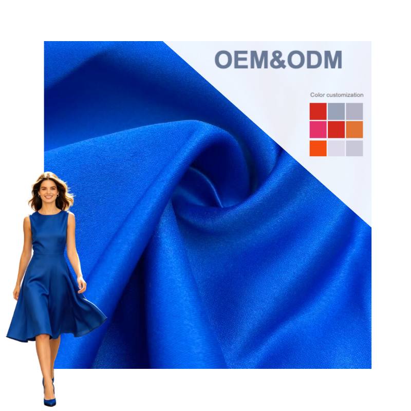 Delantex 175gsm 100% Polyester Blue Shiny Satin Woven Fabric for Ladies Dresses & Sleepwear