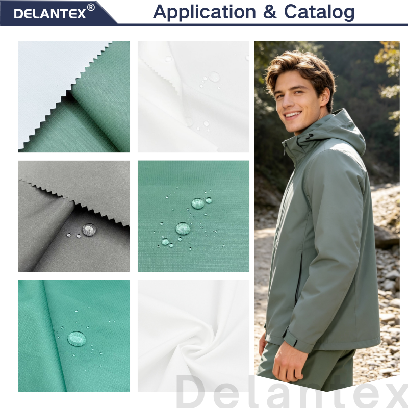 Delantex 100% Polyester 135gsm Plaid Pongee Fabric Coated Texture Custom Colors Garment OEM fabric customization