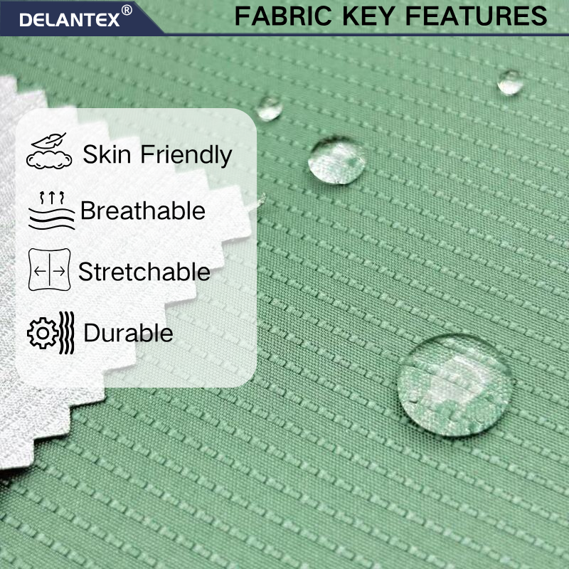 Delantex Coated Chain Pattern Waterproof 105gsm 100% Polyester Pongee Fabric For Sportswear and Casual Wear one-stop fabric solution provider