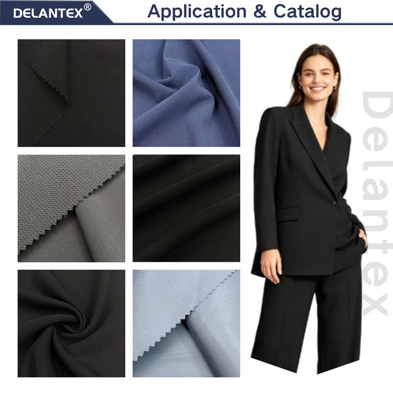 Delantex 183GSM 100% Polyester Abrasion Resistant Woven Plain Dyed Double Layer Fabric for Clothing Pants Flexible Fabric Manufacturer
