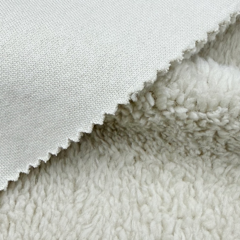 OEM Fabric Customization Cotton Sweatshirt Laminated Sherpa Fleece Fabric Warm Thick Composite Textile For Men Women Kids Hoodie Sweatshirt Winter Casual Jacket