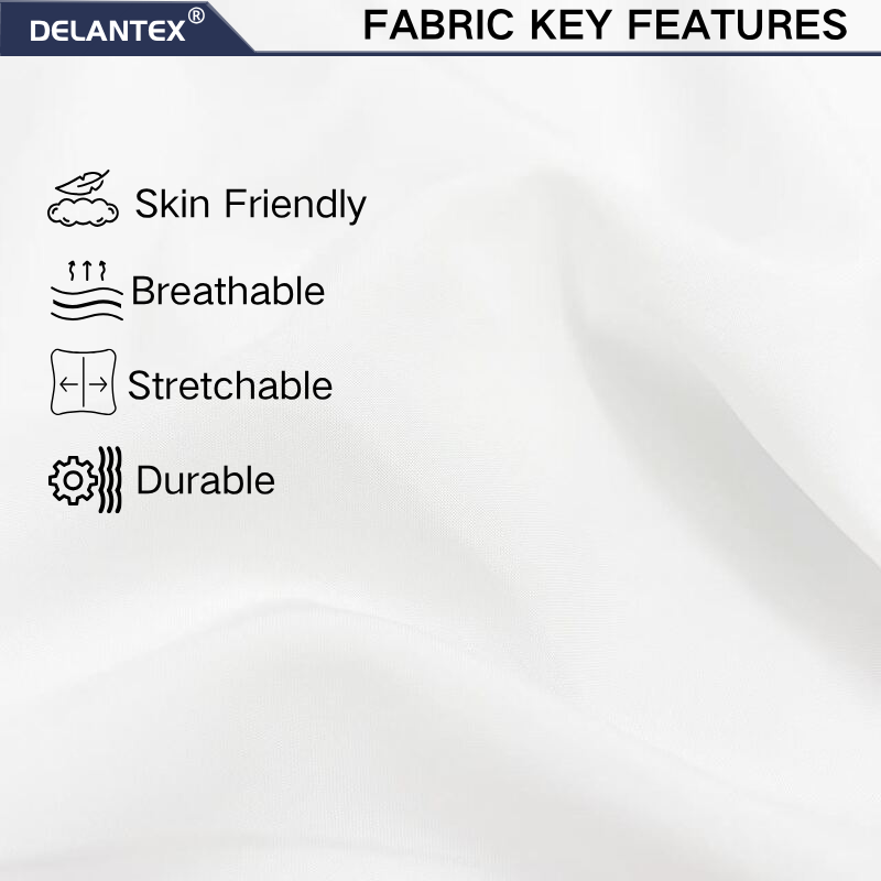 Delantex White 100gsm 100% Polyester 100D High Elastic Woven Fabric for Daily Wear Blouse Trousers with flexible order quantities