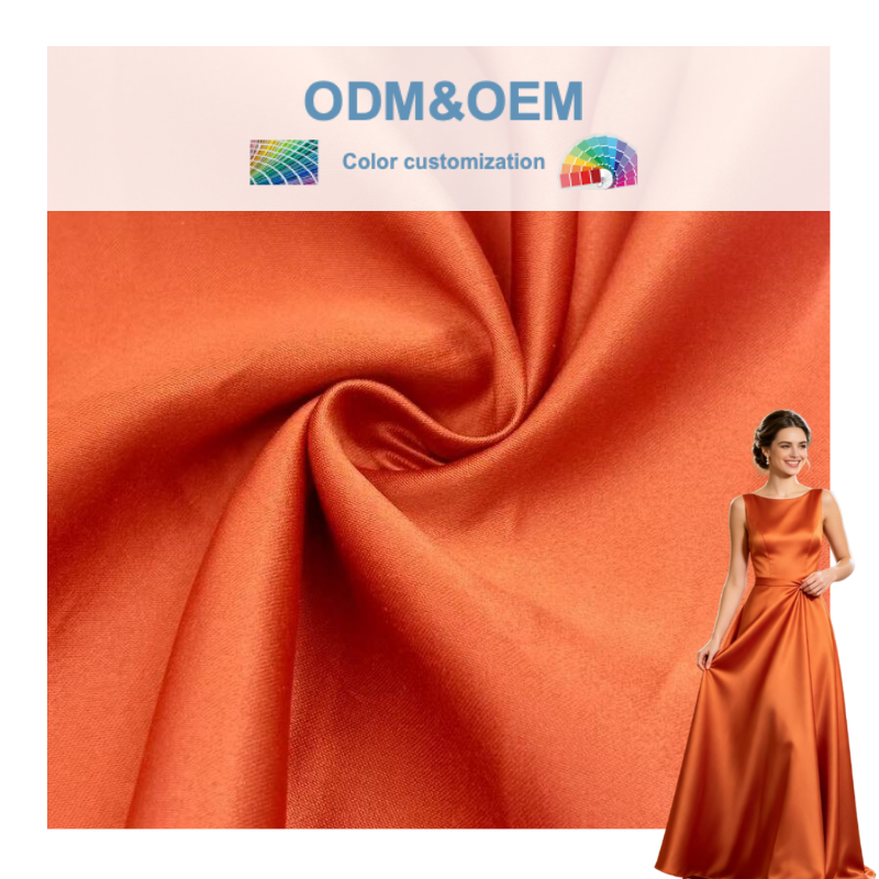 Delantex Plain Dyed 160gsm 100% Polyester Woven Shiny Satin Fabric For Apparel &Dresses one-stop fabric solution provider