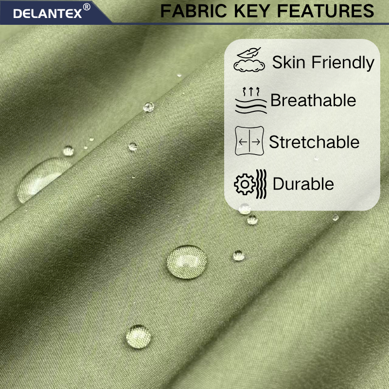 Delantex 100% Polyester 110gsm Plain Peach Skin Woven Fabric Breathable Waterproof Customized Colors Garment OEM fabric customization