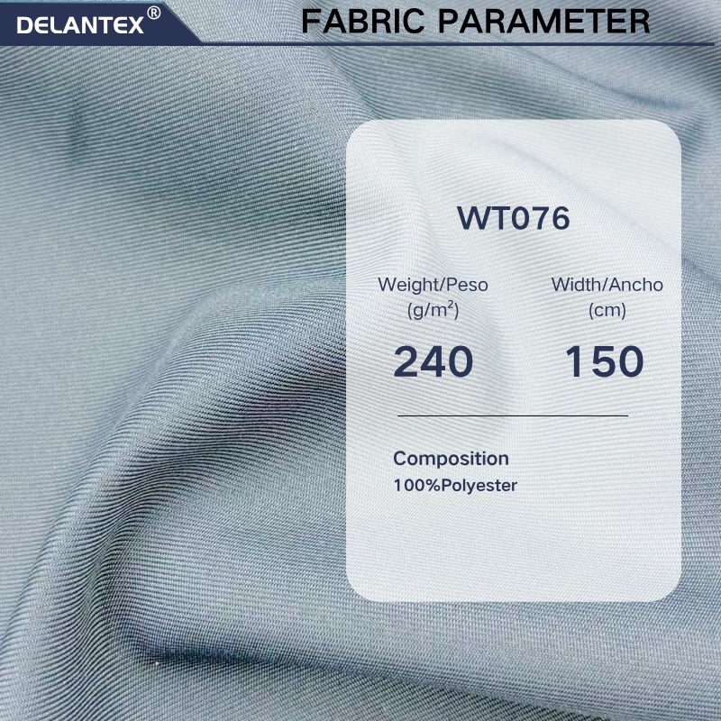Delantex 240GSM 100% Polyester High Density 2/2 Twill Fabric for Garments Small Batch Fabric Manufacturer