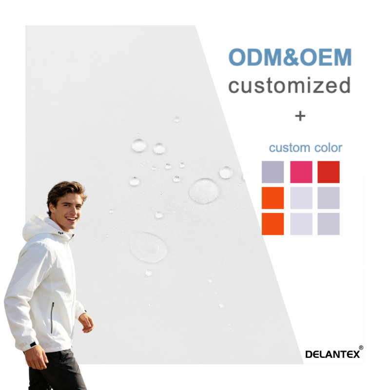 Delantex Waterproof Breathable Woven Plain Dyed Lightweight 50D 60gsm 100% Polyester High Elastic Stretch Fabric for Summer Shirts Shorts