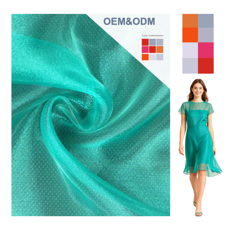 Delantex Custom Wholesale 26gsm 100% Polyester Shiny Organza Fabric For Dress custom fabric manufacturer