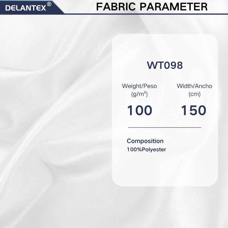 Delantex 100% Polyester 75D Warp Non-Twist Satin Crepe Fabric Soft Drape Material for Evening Dress Lingerie Sleepwear Garment Textile