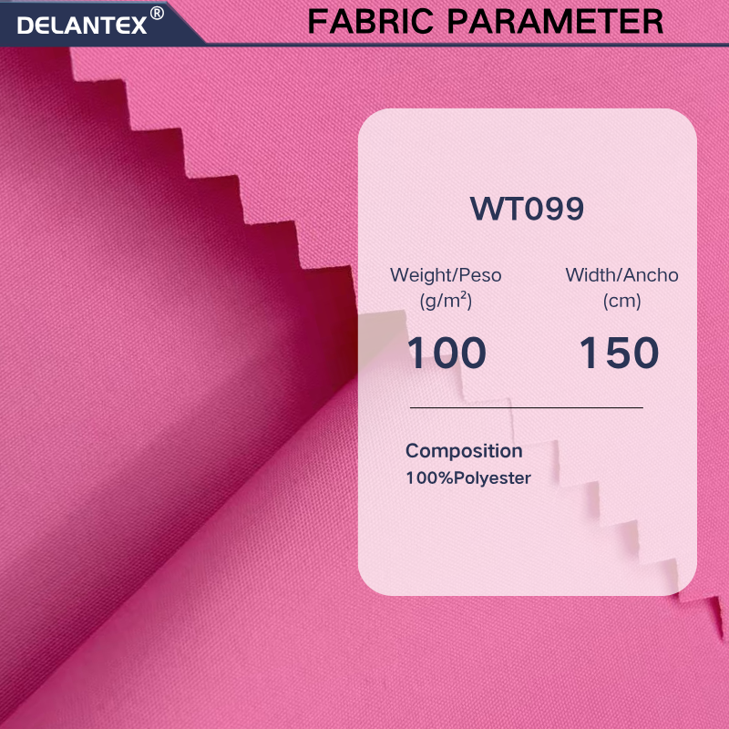 Delantex 100gsm Pink 100% Polyester 280T Matte Pongee Fabric 75D*75D Lightweight Soft Fabric for Lining Outdoor Coat flexible fabric manufacturer
