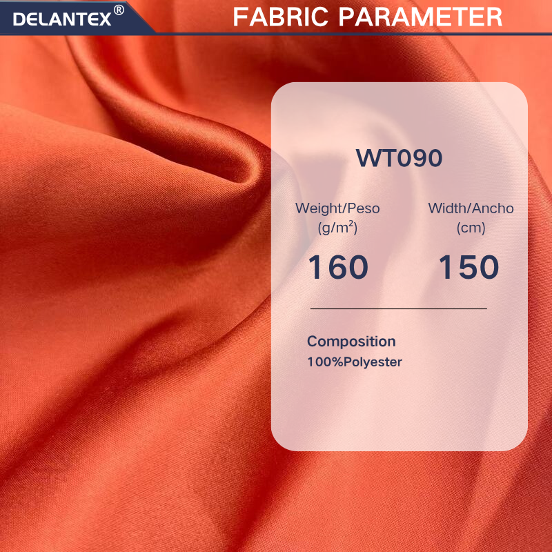 Delantex Plain Dyed 160gsm 100% Polyester Woven Shiny Satin Fabric For Apparel &Dresses one-stop fabric solution provider