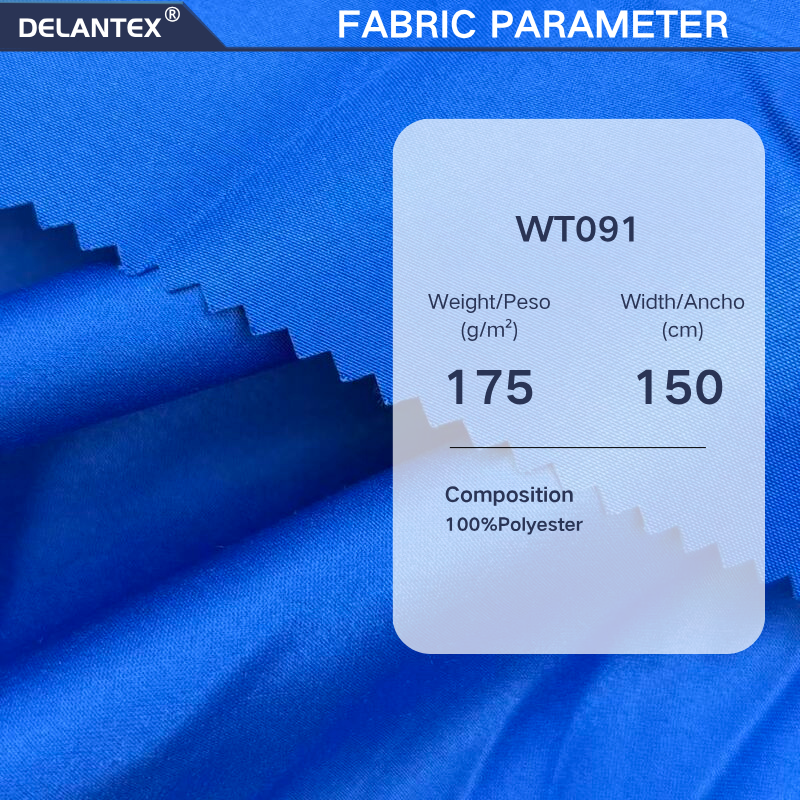 Delantex 175gsm 100% Polyester Blue Shiny Satin Woven Fabric for Ladies Dresses & Sleepwear