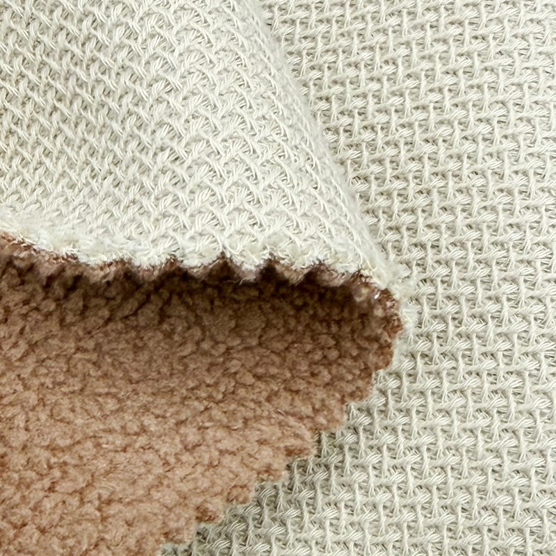 32S Cotton Herringbone Laminated Polar Fleece Soft Handfeel Warm Composite Textile For Men Women Winter Hoodies Jacket Clothing Flexible Fabric Production for Apparel