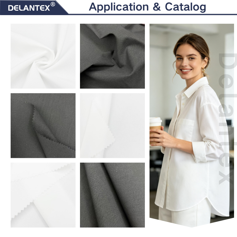 Delantex White 100gsm 100% Polyester 100D High Elastic Woven Fabric for Daily Wear Blouse Trousers with flexible order quantities