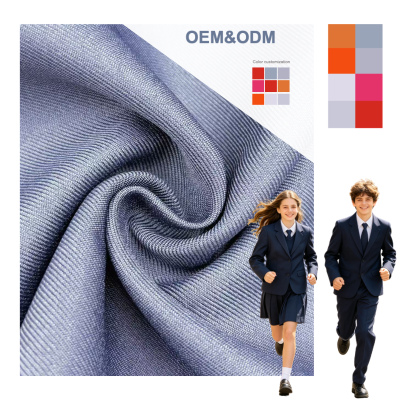 Delantex Wholesale 200gsm 100% Polyester Twill Gabardine Fabric for Workwear &School Uniform one-stop fabric solution provider