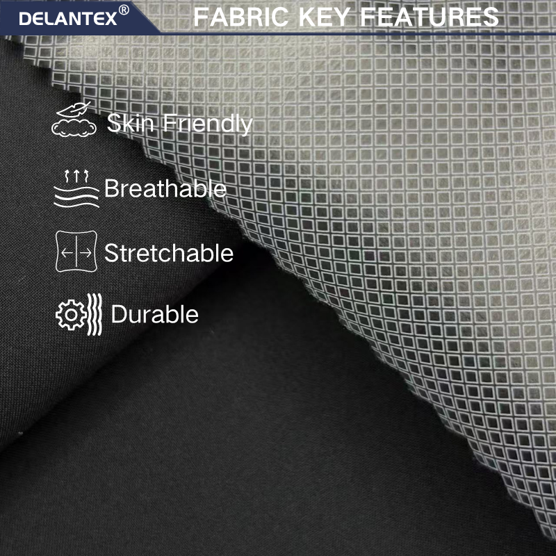 Delantex 75D High Elastic 115gsm 100% Polyester Pongee Fabric With Color TPU Membrane Wind Resistant For Sportswear Windbreaker