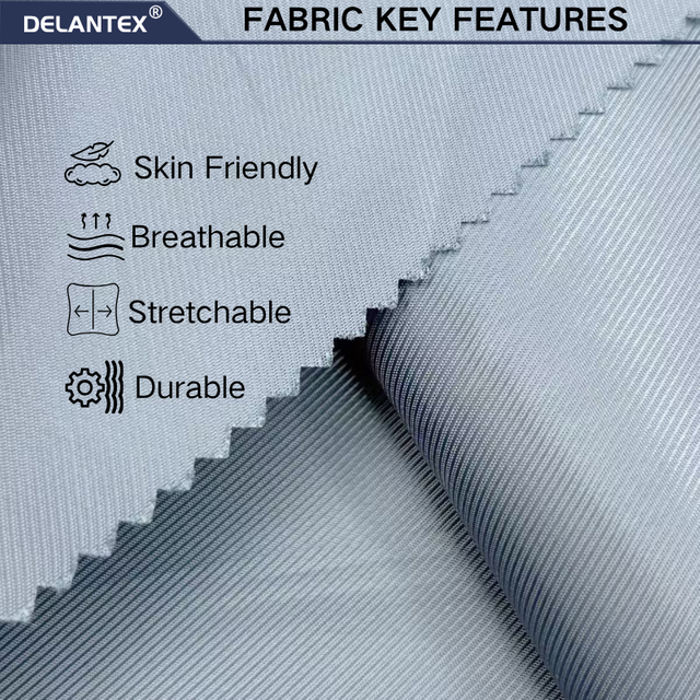 Delantex Breathable Plain Dyed 65gsm 100% Polyester 50D Twill Taffeta Lining Fabric For Suit Coat Bag Lining flexible textile supplier 