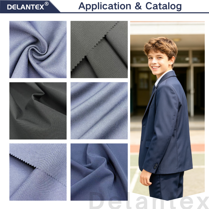 Delantex Wholesale 200gsm 100% Polyester Twill Gabardine Fabric for Workwear &School Uniform one-stop fabric solution provider