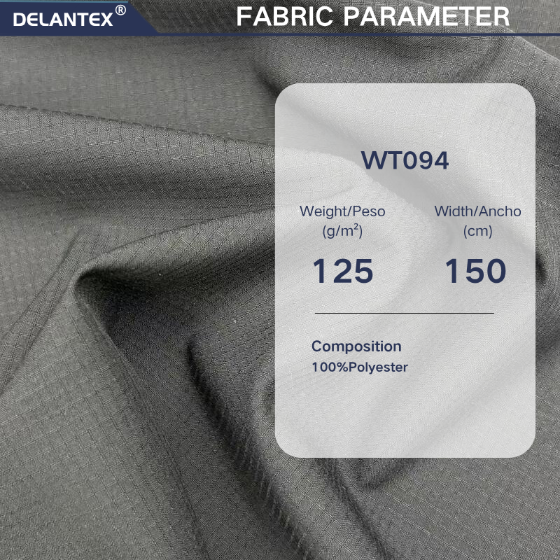 Delantex 100% Polyester 125gsm Waterproof Dyed Double-Line Grid Four-Way Stretch Garment Fabric for Girls & Boys