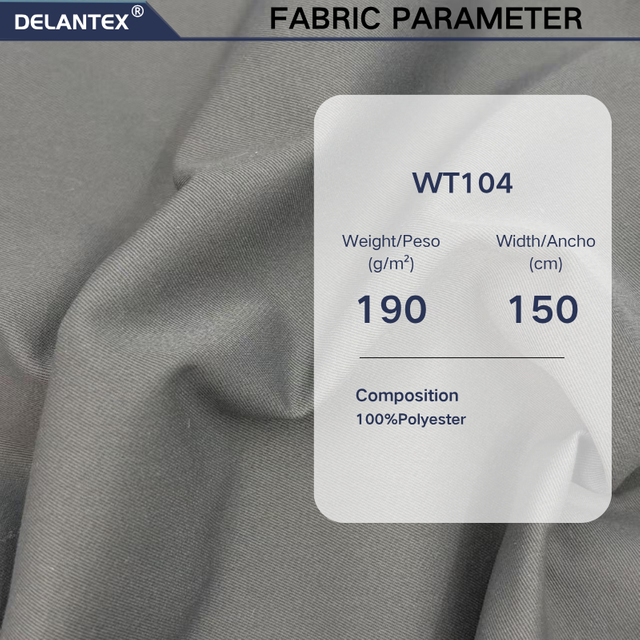 Delantex OEM ODM Waterproof Plain Dyed Woven 190gsm 100% Polyester ATY High Elastic 2/1 Twill Fabric for Outdoor Hiking Coat