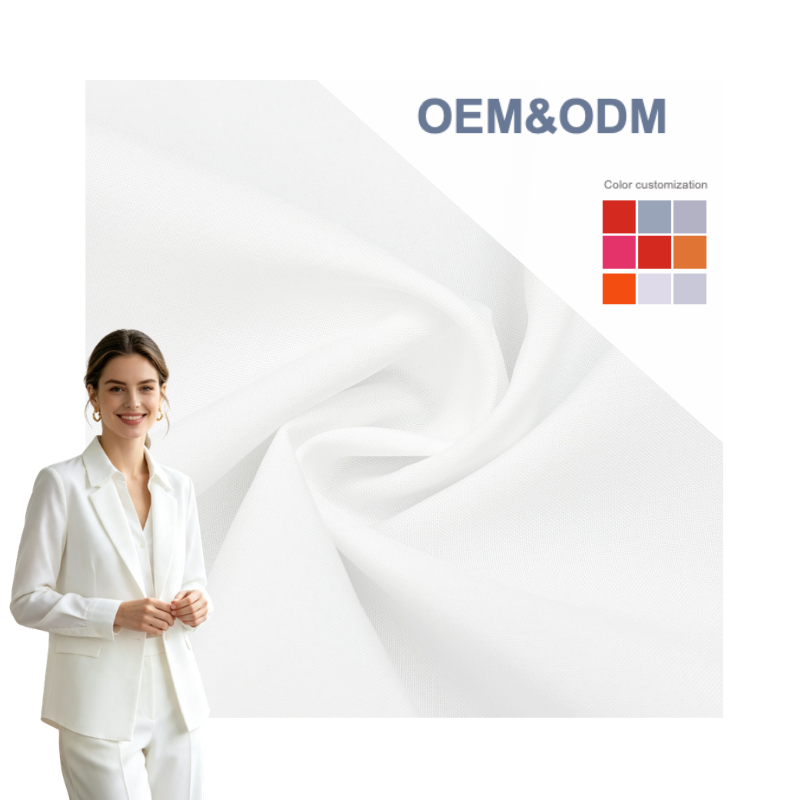 Delantex White 100gsm 100% Polyester 100D High Elastic Woven Fabric for Daily Wear Blouse Trousers with flexible order quantities