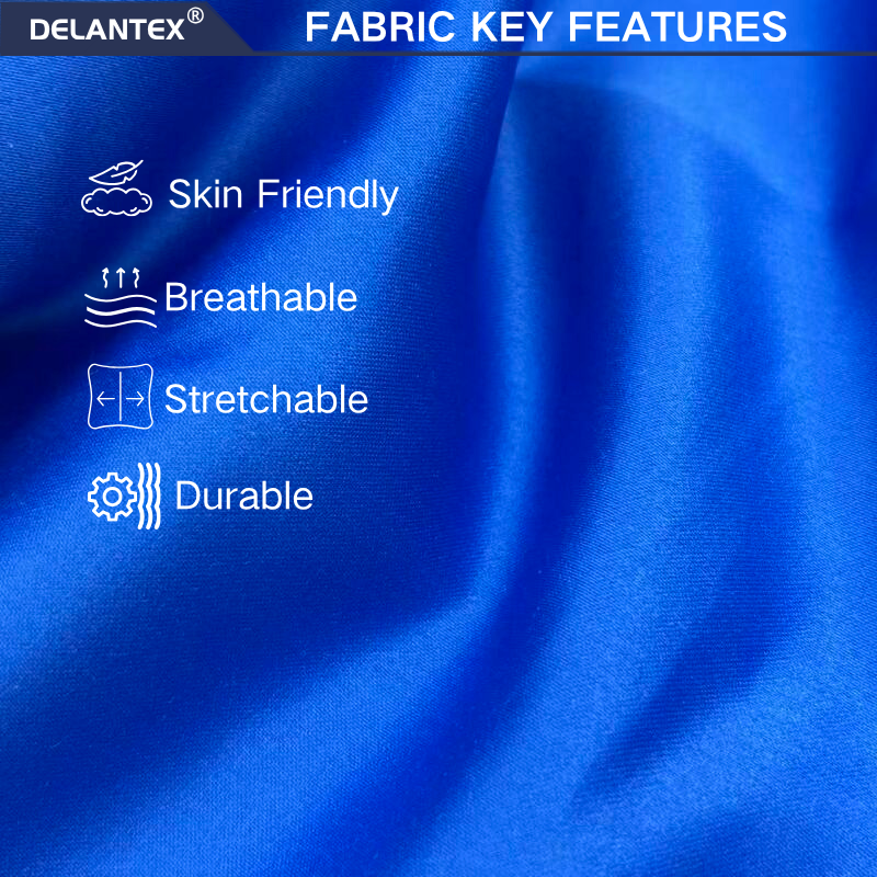 Delantex 175gsm 100% Polyester Blue Shiny Satin Woven Fabric for Ladies Dresses & Sleepwear