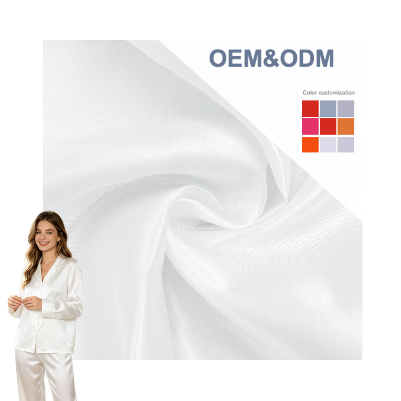 Delantex 100% Polyester 75D Warp Non-Twist Satin Crepe Fabric Soft Drape Material for Evening Dress Lingerie Sleepwear Garment Textile