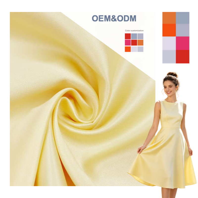 Delantex Dyed/Printed 100% Polyester Satin Fabric, 145GSM Woven Fabric Smooth Texture Custom Colors Garment OEM Fabric Customization