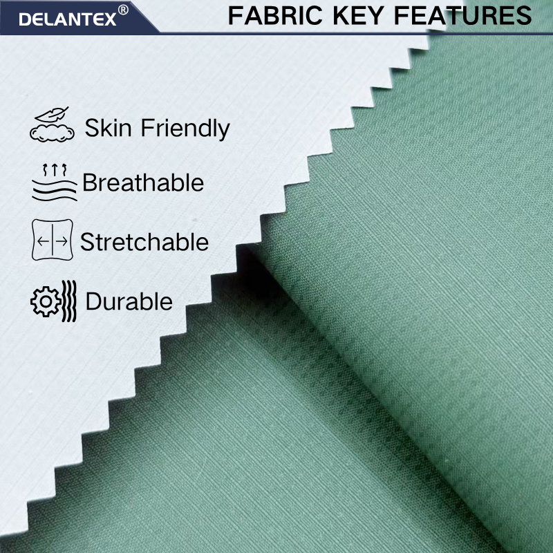 Delantex 100% Polyester 135gsm Plaid Pongee Fabric Coated Texture Custom Colors Garment OEM fabric customization