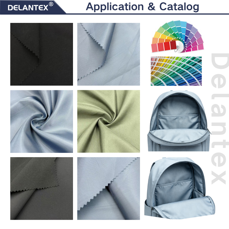 Delantex Breathable Plain Dyed 65gsm 100% Polyester 50D Twill Taffeta Lining Fabric For Suit Coat Bag Lining flexible textile supplier 