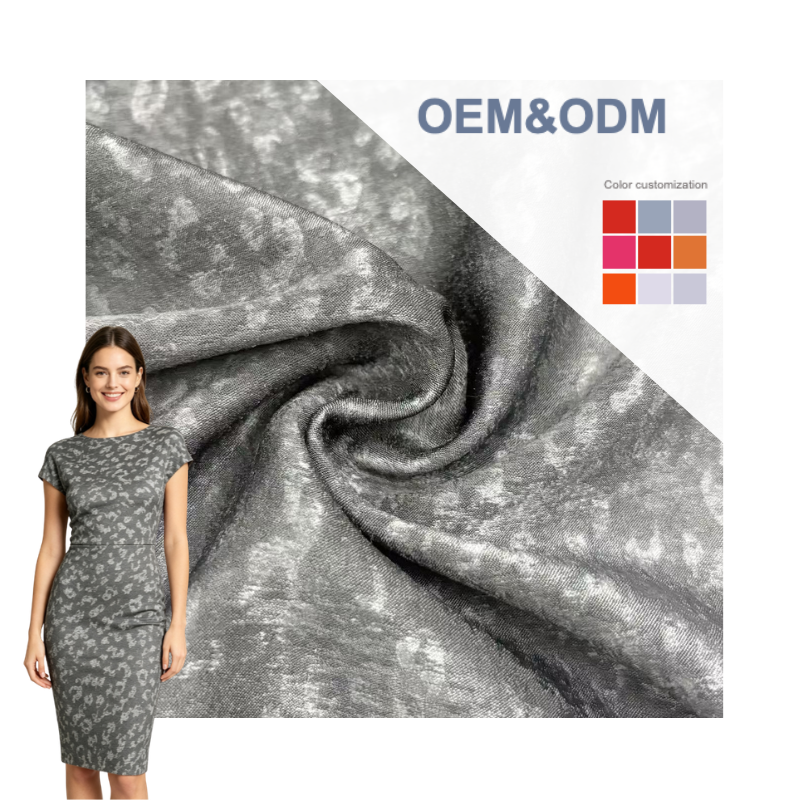 Delantex 114gsm Custom Wholesale 100% Polyester Woven Fabric Gold Leopard Hot Stamping Foil Print for Stage Costume Evening Dress custom fabric manufacturer