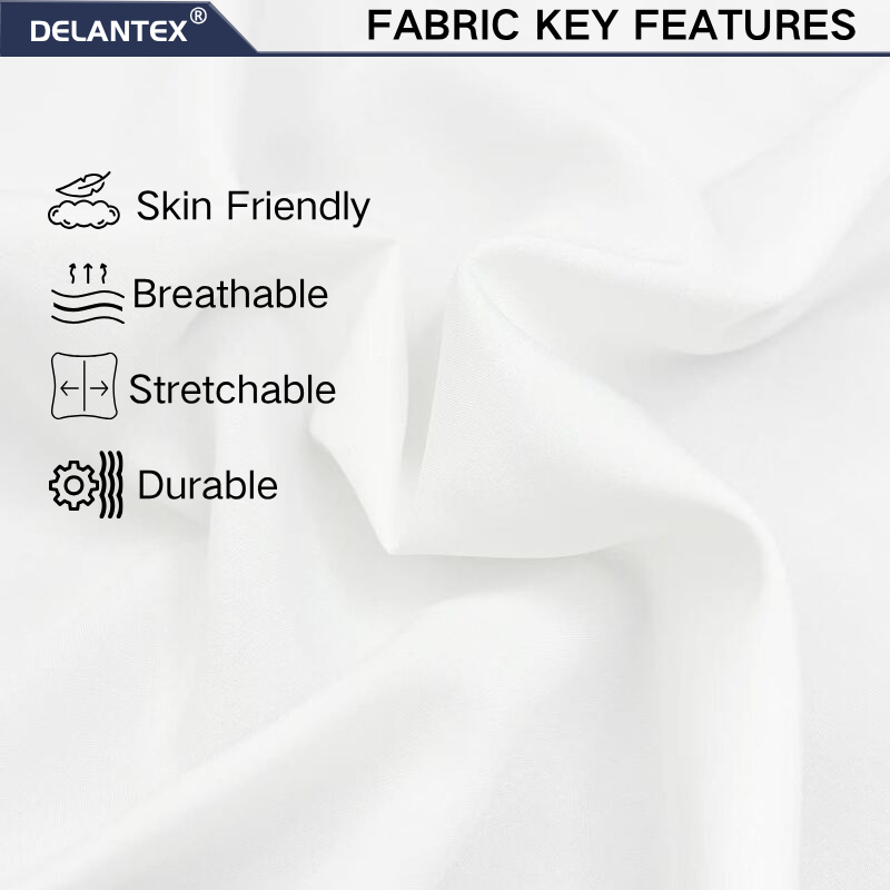 Delantex Waterproof Breathable Woven Plain Dyed Lightweight 50D 60gsm 100% Polyester High Elastic Stretch Fabric for Summer Shirts Shorts