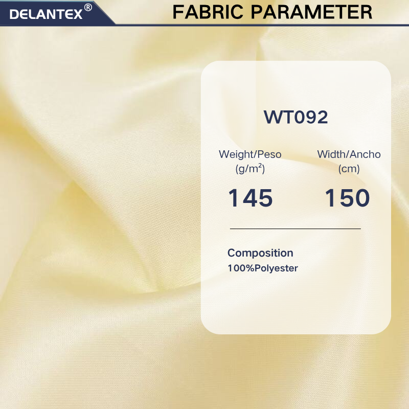 Delantex Dyed/Printed 100% Polyester Satin Fabric, 145GSM Woven Fabric Smooth Texture Custom Colors Garment OEM Fabric Customization