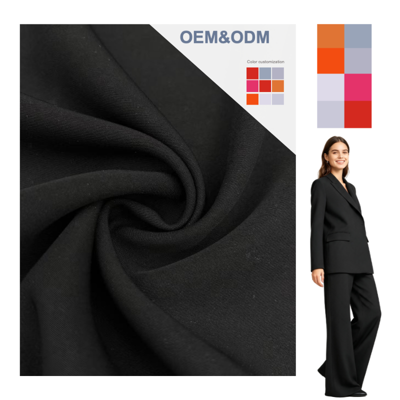 Delantex 183GSM 100% Polyester Abrasion Resistant Woven Plain Dyed Double Layer Fabric for Clothing Pants Flexible Fabric Manufacturer