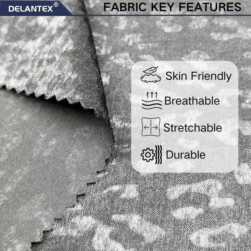 Delantex 114gsm Custom Wholesale 100% Polyester Woven Fabric Gold Leopard Hot Stamping Foil Print for Stage Costume Evening Dress custom fabric manufacturer